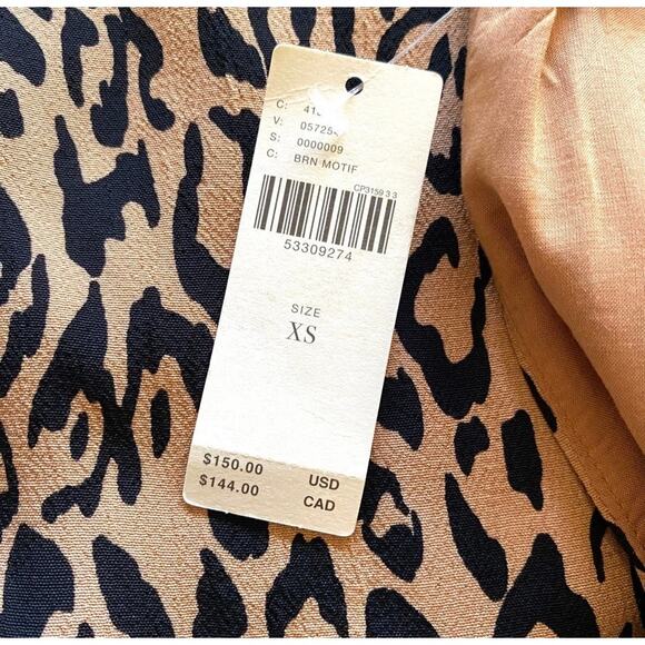 Anthropologie Animal Print Midi Dress Fits Sz XS/S Puff Sleeve Contemporary - Picture 3 of 13